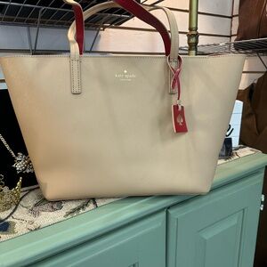 Kate Spade Tan and Red Tote Bag